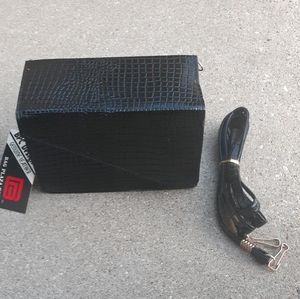 Vintage Black Leather Pill Box Purse